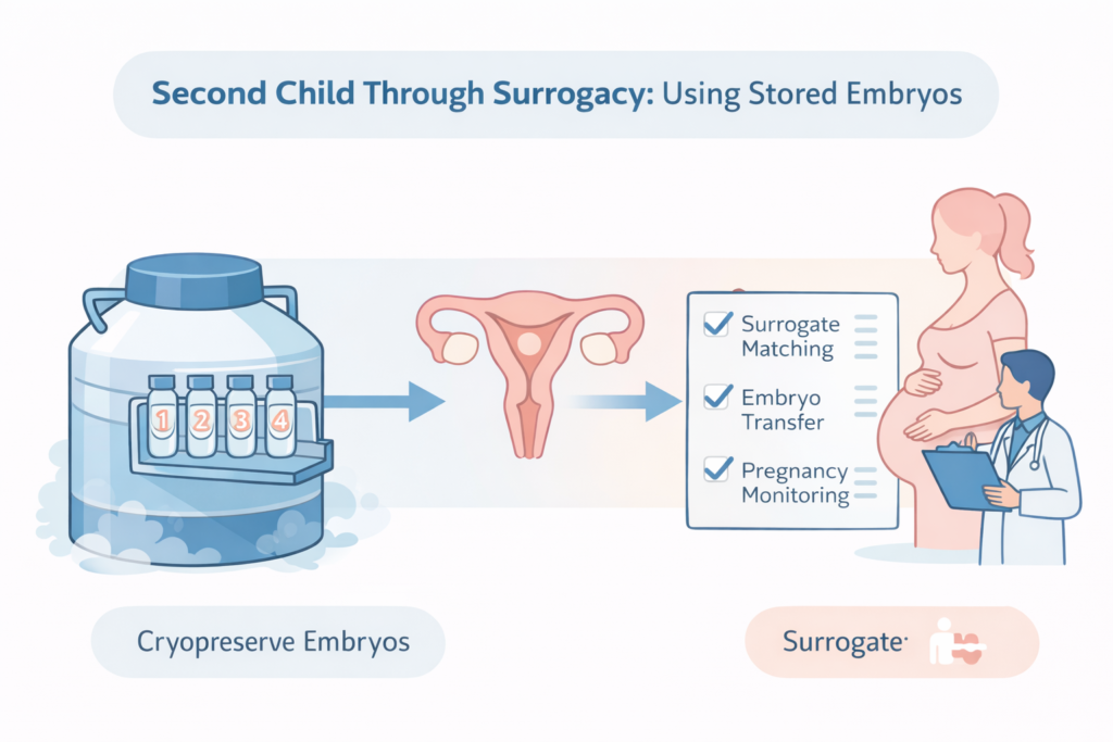 Second Child Through Surrogacy Using Stored Embryos