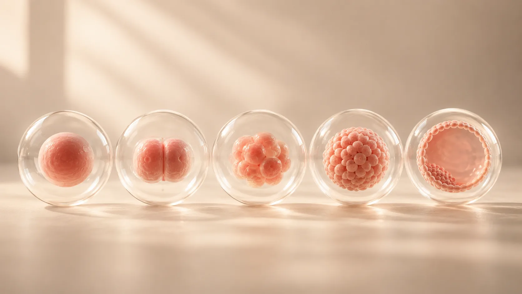 Five days of embryo development after IVF fertilization