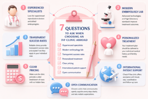 choose IVF clinic abroad - 7 questions infographic Silk Medical